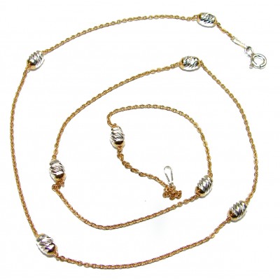 Anchor Yellow Gold over Sterling Silver Chain with beads 18'' long, 2 mm wide