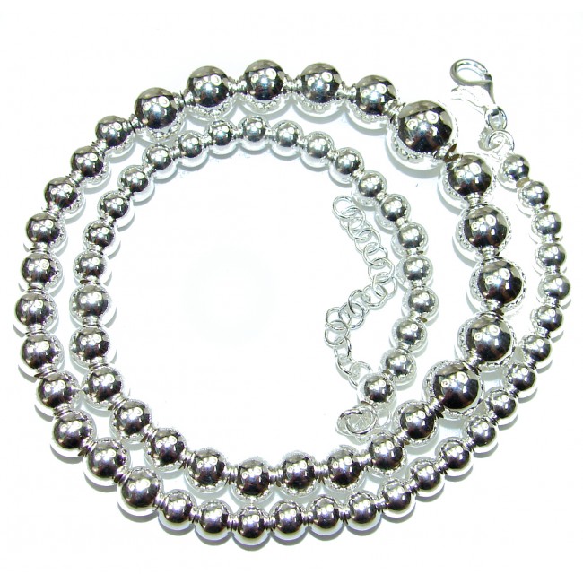 Fancy graduated Silver Beads Sterling Silver Chain 16"- 18'' long, 10 mm wide