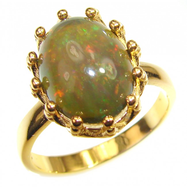 Authentic Black Opal 18K Gold over .925 Sterling Silver handmade Ring s. 8