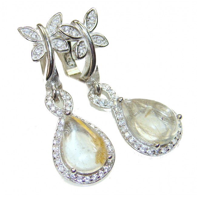 Perfect Golden Rutilated Quartz .925 Sterling Silver handmade earrings