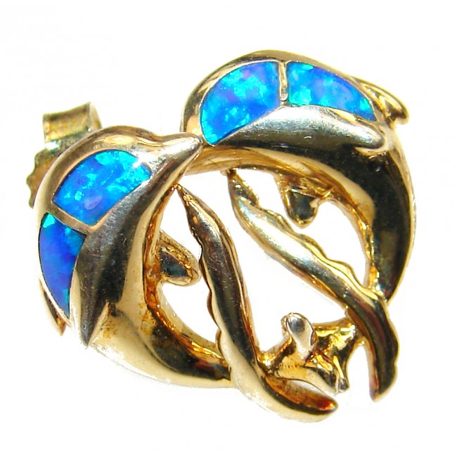 Dolphin Doublet Opal .925 Sterling Silver handmade earrings