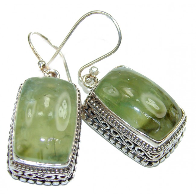 Authentic Moss Prehnite .925 Sterling Silver handmade earrings