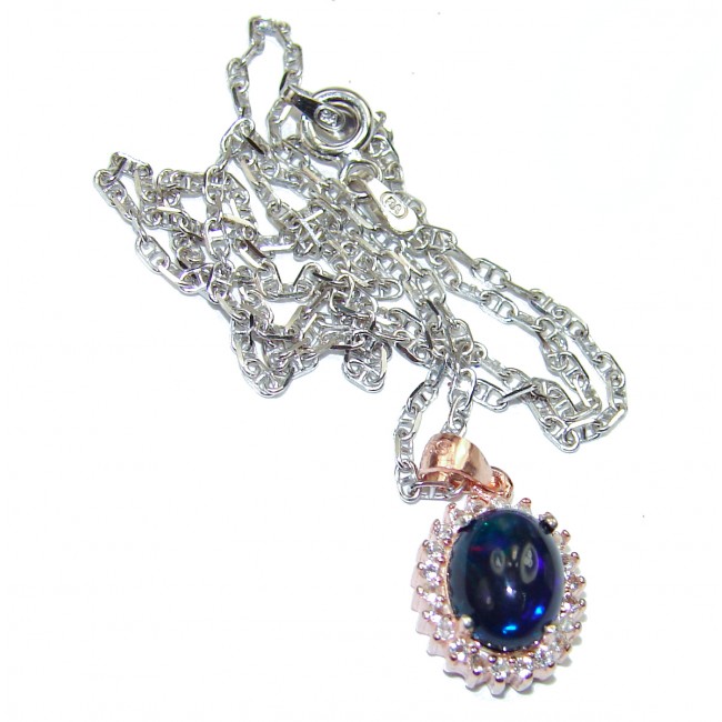 Black Opal .925 Sterling Silver handmade Necklace