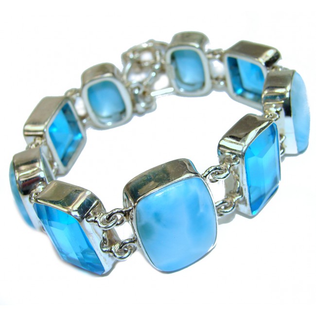 Caribbean Beauty best quality Blue Larimar .925 Sterling Silver handcrafted Bracelet