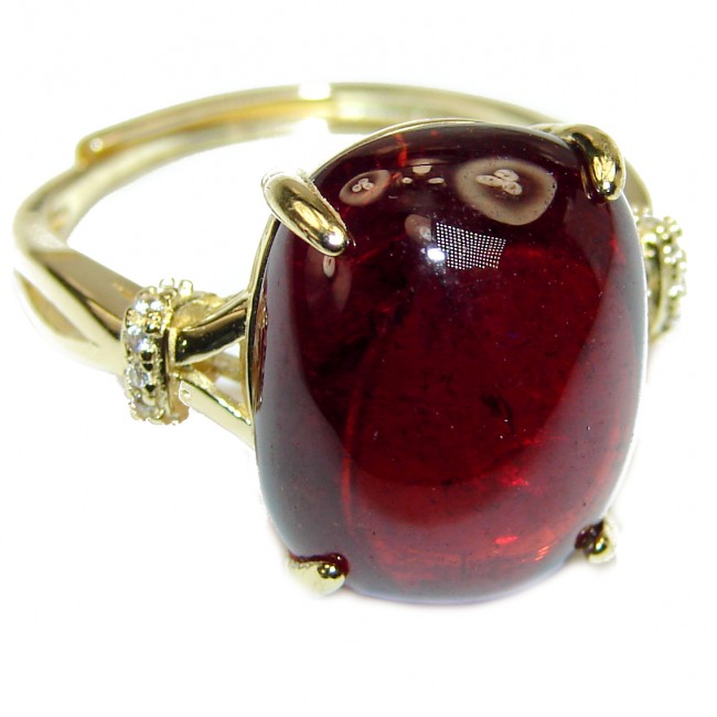 Genuine Ruby 14K Gold over .925 Sterling Silver handcrafted Statement Ring size 7 1/2