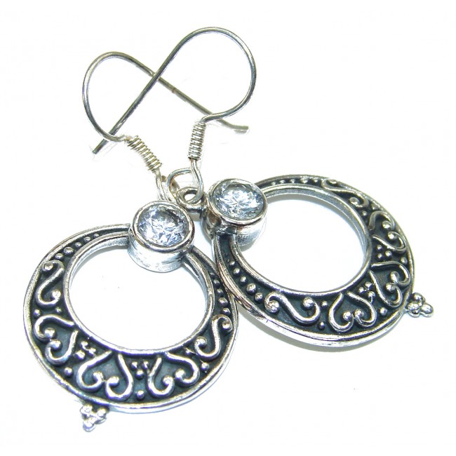 Classy Marcasite White Topaz .925 Sterling Silver handcrafted earrings