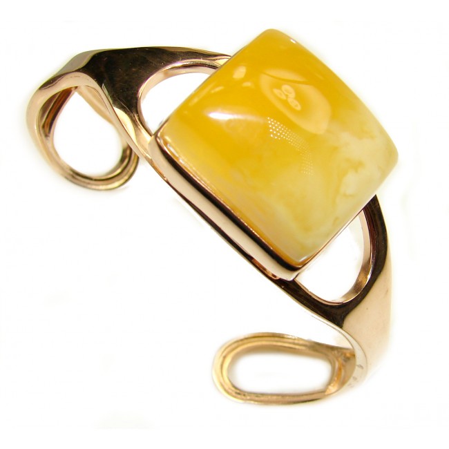 Huge Positive Power Genuine Butterscotch Baltic Amber 14K Gold over .925 Sterling Silver handcrafted Bracelet / Cuff