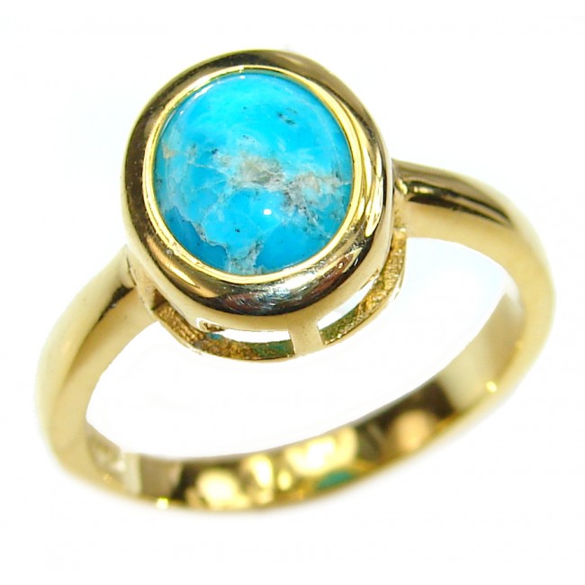 Sleeping Beauty Turquoise 18K Gold over .925 Sterling Silver ring; s. 6