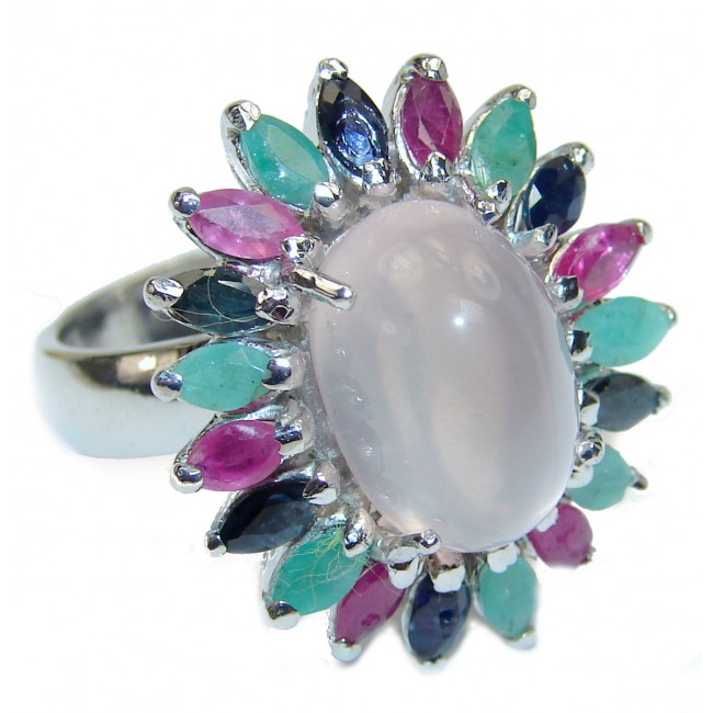 Majestic Bliss Authentic Rose Quartz .925 Sterling Silver Ring size 8 3/4