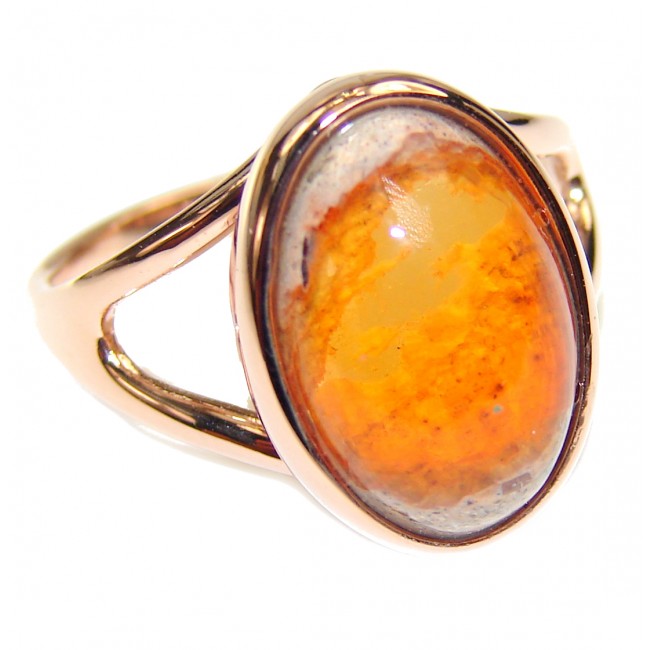 Mexican Opal 18K Gold over .925 Sterling Silver handcrafted Ring size 8 1/4
