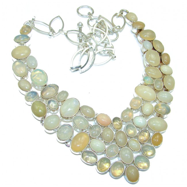 INCOMPARABLE BRILLIANCE Ethiopian Opal .925 Sterling Silver Necklace