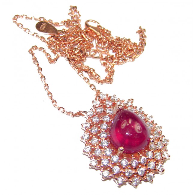 Incredible quality Ruby 18K Rose Gold over .925 Sterling Silver necklace