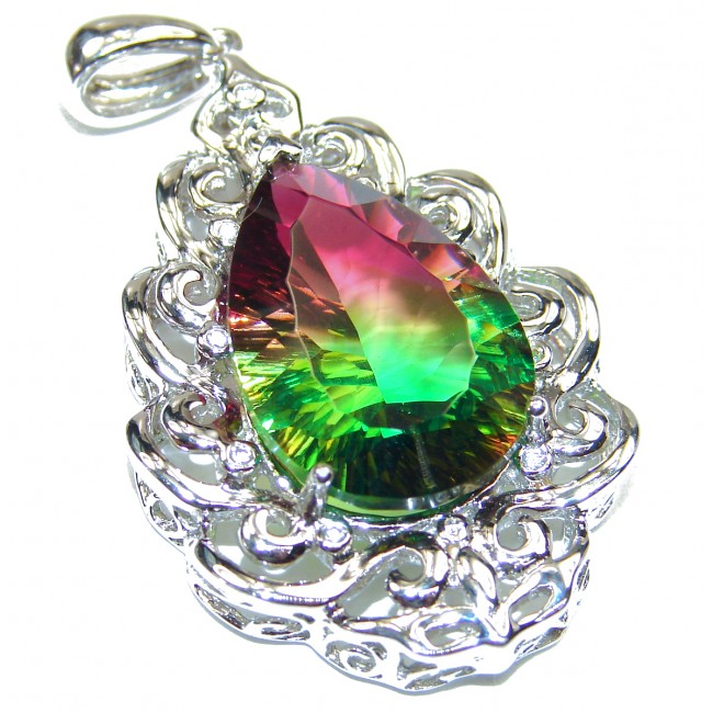 Deluxe 45ctw pear cut Tourmaline .925 Sterling Silver handmade Pendant