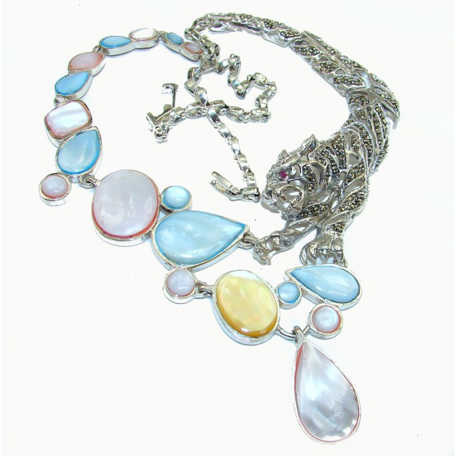 La panthere Blister Pearl .925 Sterling Silver handcrafted SPECTACULAR necklace