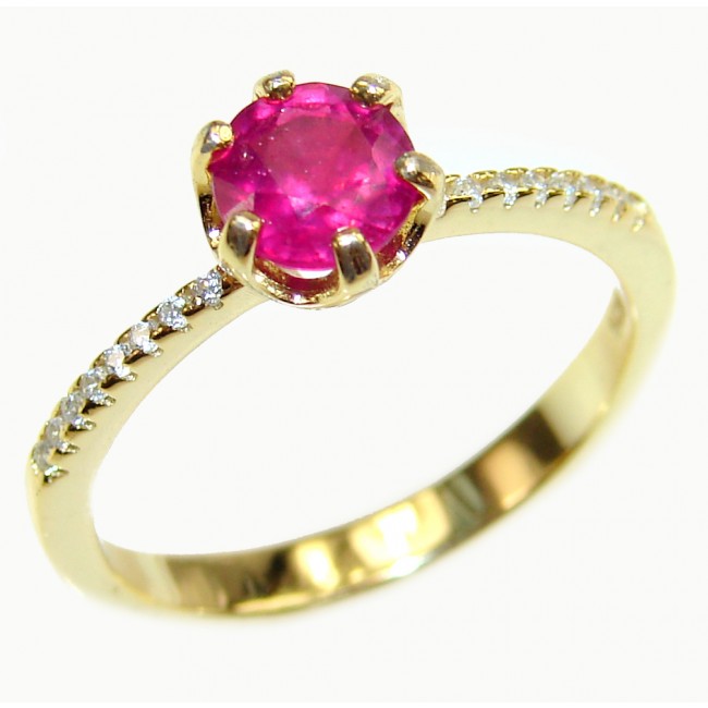 Authentic Ruby 18K Gold over .925 Sterling Silver ring; s. 8