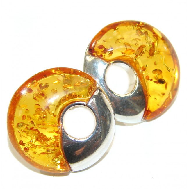 Modern Concept Amber .925 Sterling Silver entirely handcrafted chunky earrings