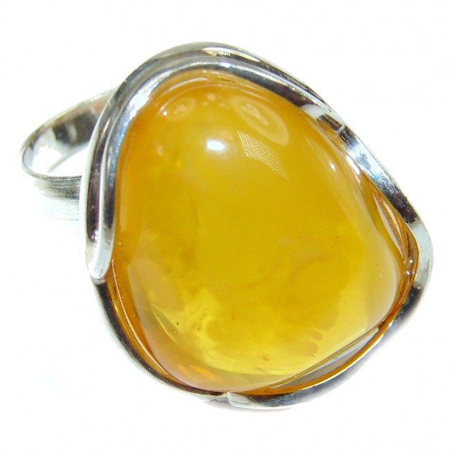 Best quality Butterscotch Baltic Amber .925 Sterling Silver handmade Ring size 6 adjustable