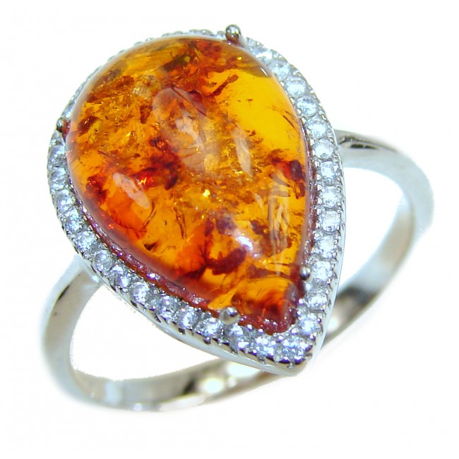 Genuine Baltic Amber .925 Sterling Silver handmade Ring size 7