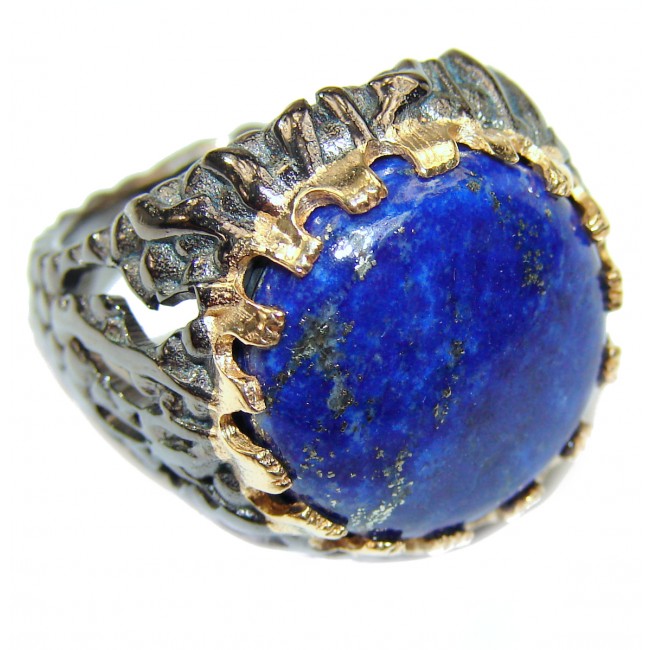 Natural Afgan Lapis Lazuli .925 Sterling Silver handcrafted ring size 6 1/4