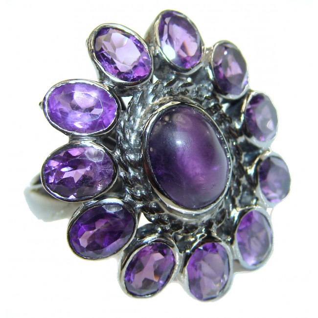 Authentic African Amethyst.925 Sterling Silver Ring size 8