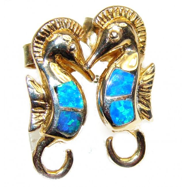 Beautiful Seahorses Opal .925 Sterling Silver earrings