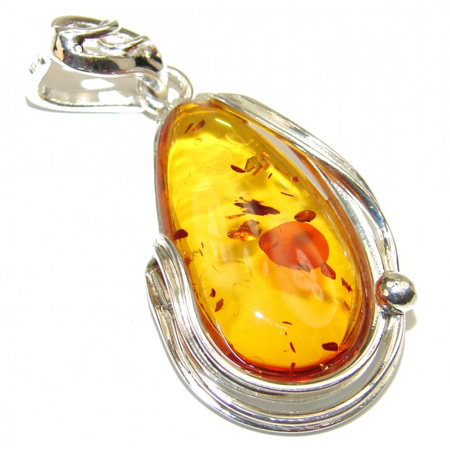 Real Beauty Natural Baltic Amber rose gold .925 Sterling Silver handmade Pendant
