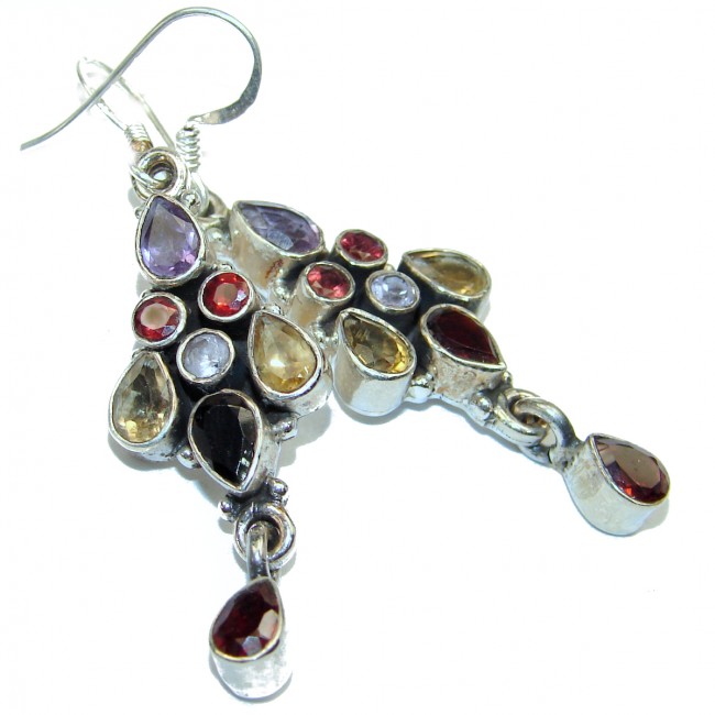Fiesta Authentic Multigem .925 Sterling Silver brilliantly handcrafted earrings