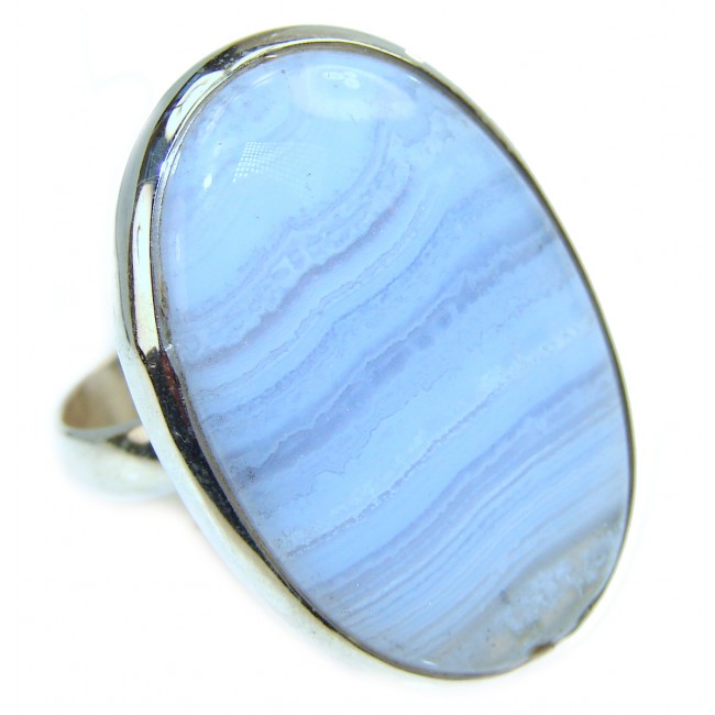 Great Crazy Lace Agate .925 handcrafted Sterling Silver Ring s. 8