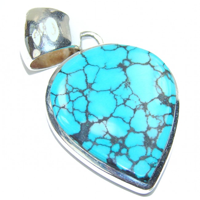 Blue Turquoise .925 Sterling Silver handmade Pendant