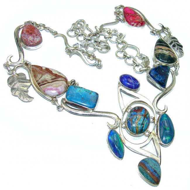 Large Aura Of Beauty Multistone Sterling Silver handmade necklace