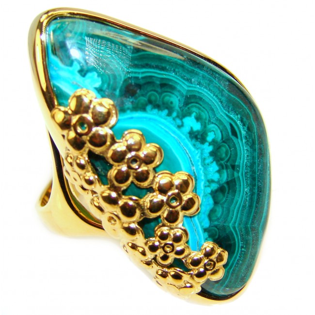 Stone Of Harmony Parrots Wing Chrysocolla 18K Gold over .925 Sterling Silver ring s. 7 3/4