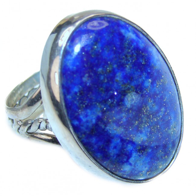 Natural Afgan Lapis Lazuli .925 Sterling Silver handcrafted ring size 8