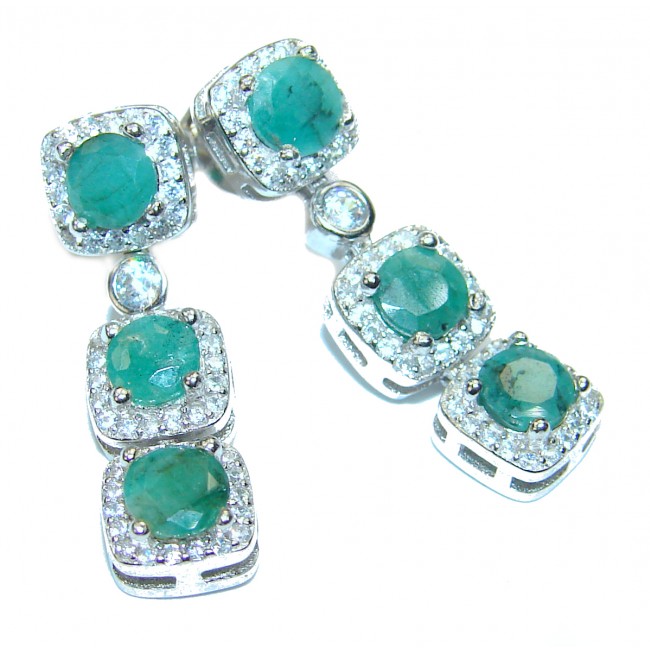 Emerald .925 Sterling Silver handmade earrings