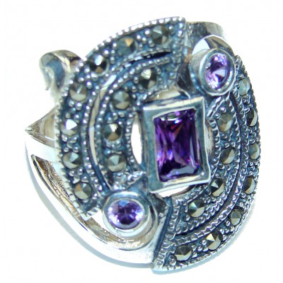 Purple Beauty genuine Amethyst .925 Sterling Silver handcrafted Ring size 6