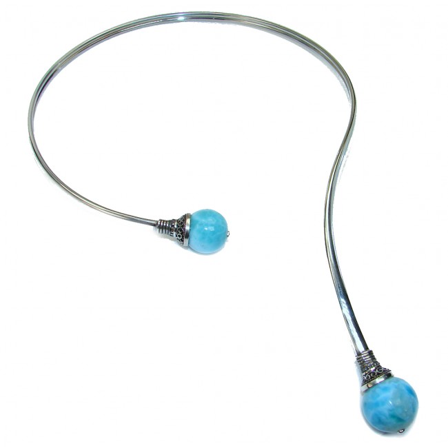 LARGE One of the kind Nature inspired Larimar .925 Sterling Silver handmade necklace