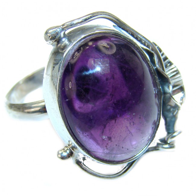 Purple Beauty genuine Amethyst .925 Sterling Silver handcrafted Ring size 8 adjustable