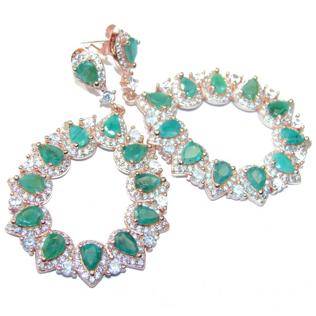 Natalie Genuine Emerald 18K Gold over .925 Sterling Silver handmade earrings