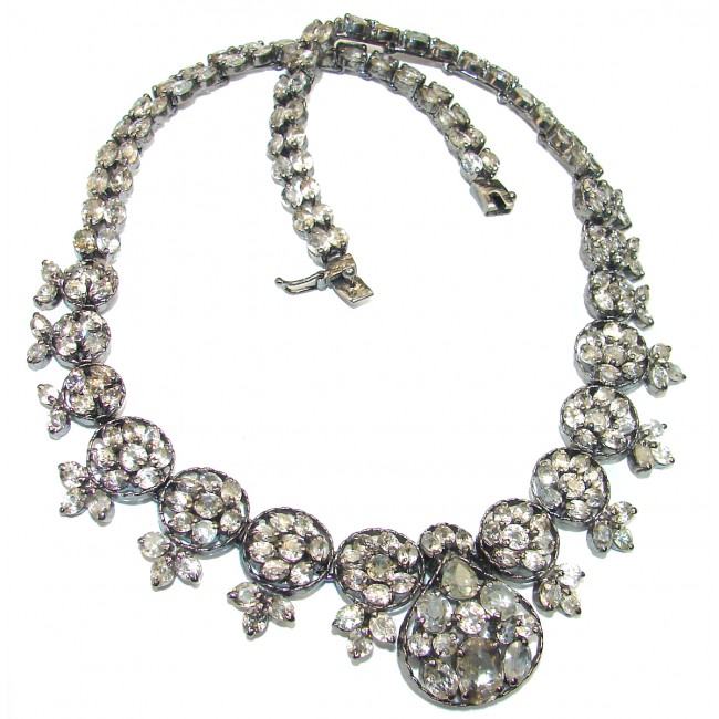 Royal Style Champagne Smoky Topaz .925 Sterling Silver handmade necklace