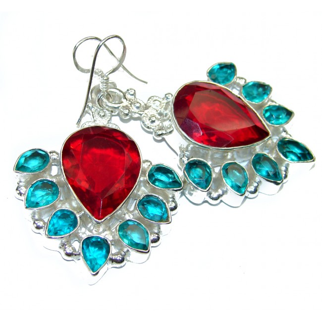 Solid Red quartz .925 Sterling Silver earrings