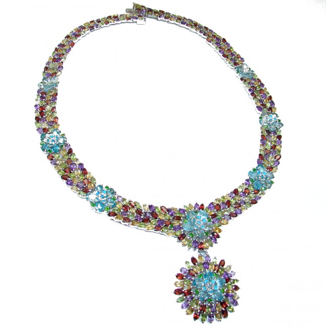 Jewel of the Nile authentic Multigem .925 Sterling Silver handcrafted Necklace