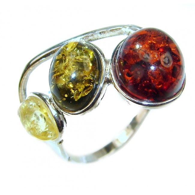 Beautiful Authentic Baltic Amber .925 Sterling Silver handcrafted ring; s. 7