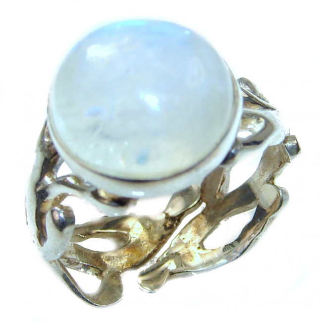 Fire Moonstone .925 Sterling Silver handmade ring s. 7 adjustable