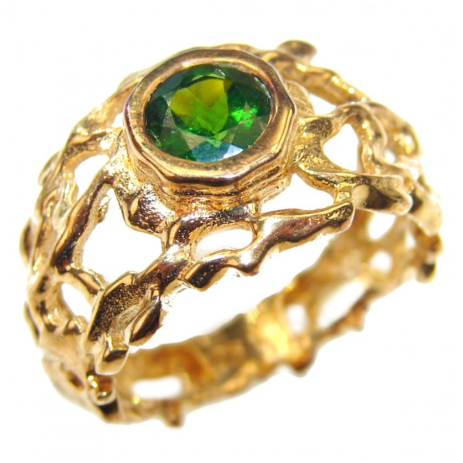 Natural Chrome Diopside 24K Rose Gold over .925 Sterling Silver Statement ring size 6 1/4