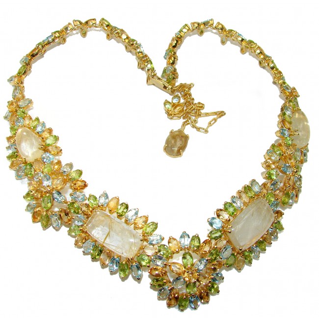 Authentic Himalayan Golden Rutilated Quartz 14K Gold over .925 Sterling Silver handcrafted necklace