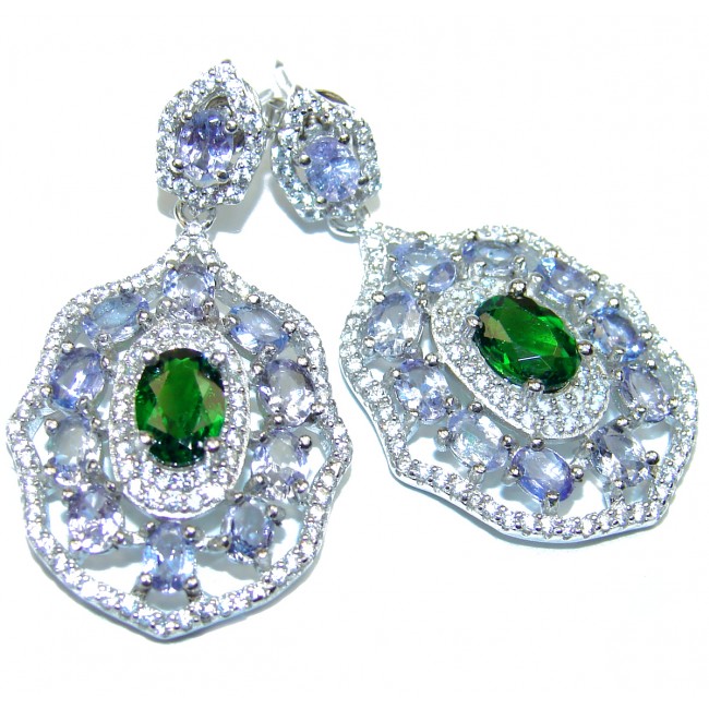 Emerald Chrome Diopside Tanzanite .925 Sterling Silver handmade earrings