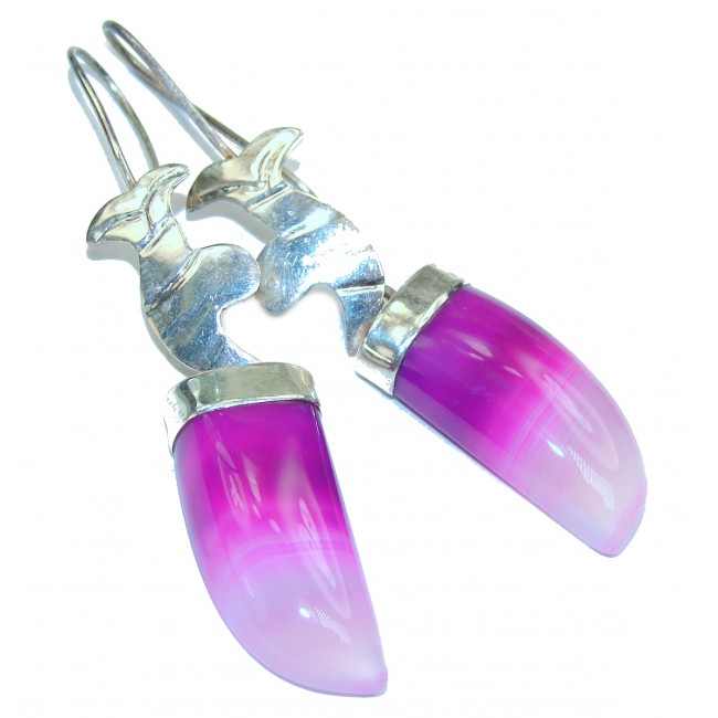 Sublime Pink Agate Sterling Silver handmade earrings