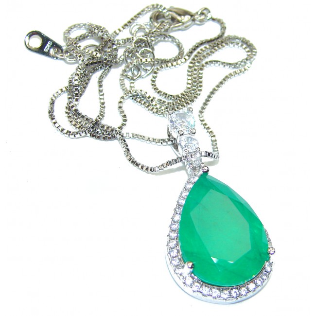 Alessandra Large 24ct Emerald .925 Sterling Silver handcrafted Statement necklace