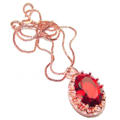 Princess Authentic Red Topaz Rose Gold over .925 Sterling Silver necklace