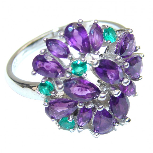 Magic Flower Authentic Amethyst .925 Sterling Silver handmade Ring s. 6 3/4