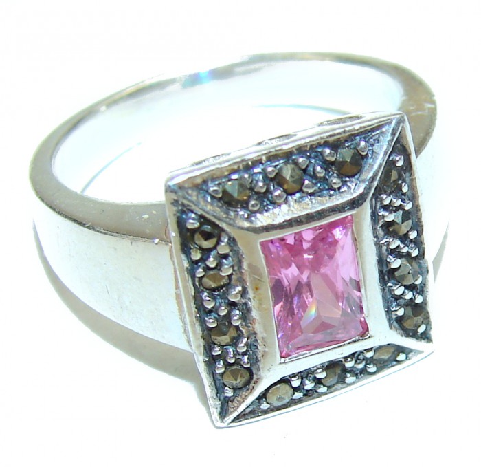 Fancy Pink Amethyst .925 Sterling Silver handmade Ring s. 8
